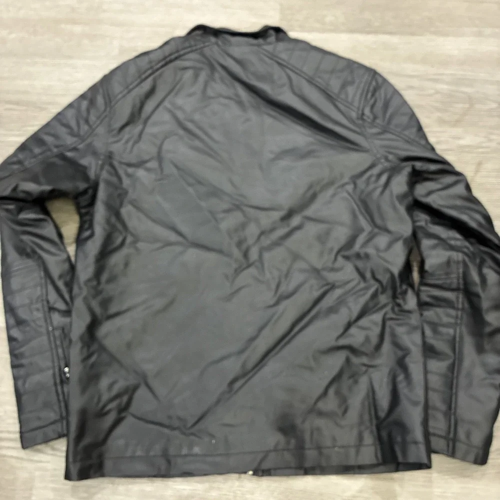 G-Net Men's Faux Leather Jacket 4 Front Pockets Size S Full Zip Black EUC - Picture 7 of 7